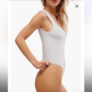 Free People Luna Square Neck Sleeveless Bodysuit Optic White NWT
